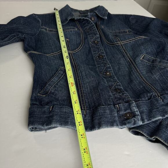 Marithe Francois Girbaud Y2K Jean Jacket Women Small Blue Denim Logo Trucker VTG - Picture 13 of 14